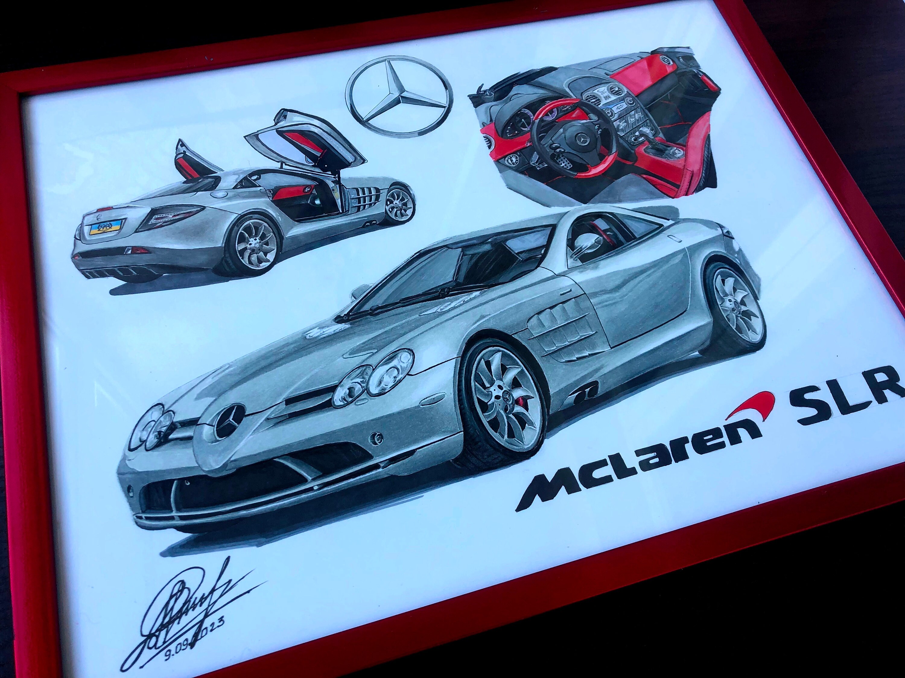 Mercedes Mclaren SLR Drawing, Car Art, Colored Pencils Car 