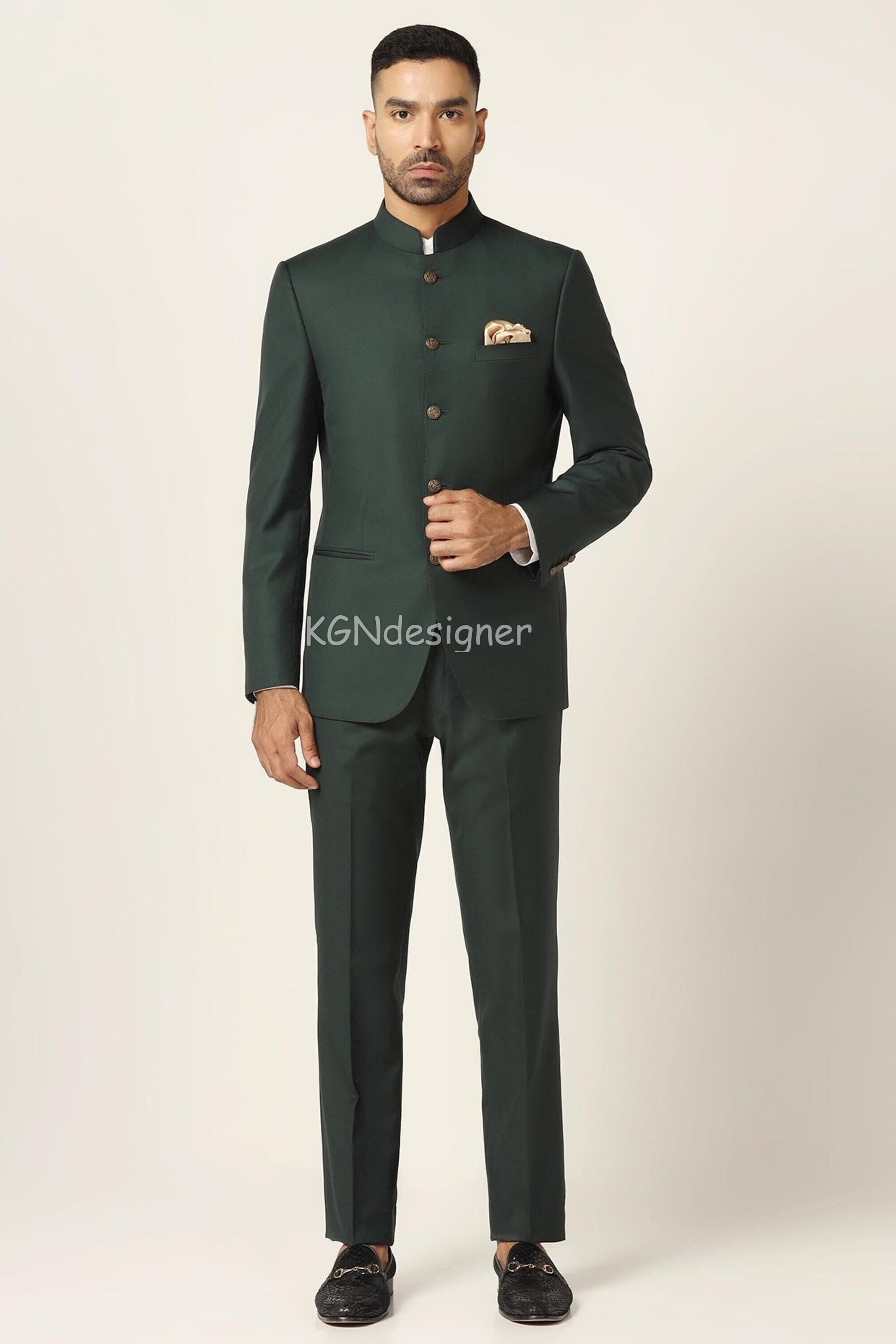 Varmohey Mens Jodhpuri Suit Set | Mens Bandhgala Suit Set | Mens Wedding  Day Suit Set (Green, 48
