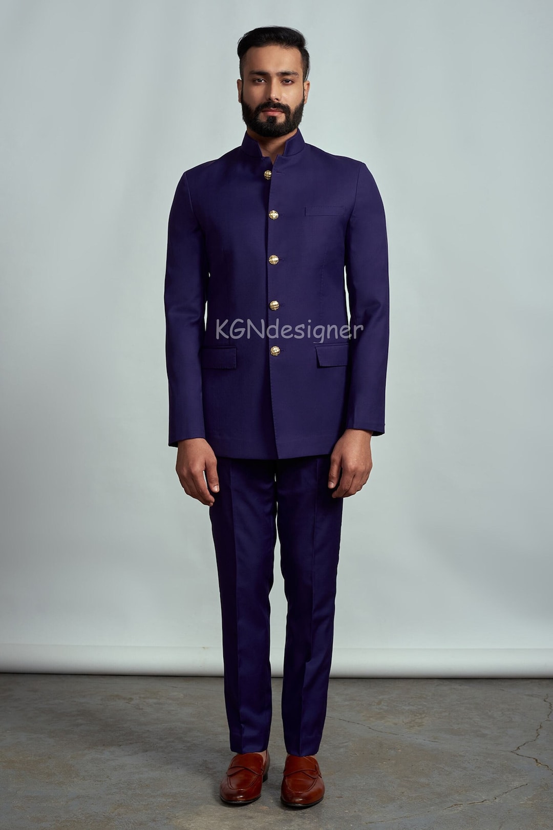 Violet Jodhpuri Suit With Same Color Trouser for Rich Look in Party ...