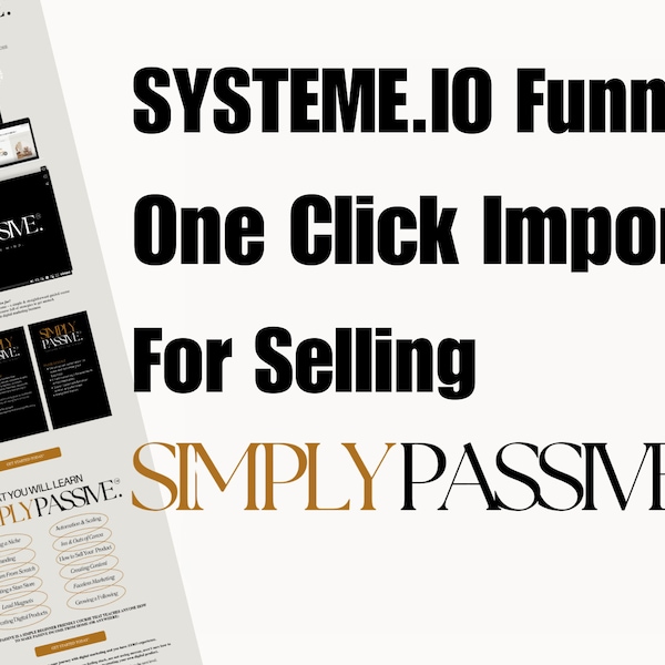 Entonnoir de conversion SIMPLEMENT PASSIF - Fait pour vous Importation Systeme.io en un clic