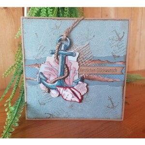 Maritime Vintage Karte zum Geburtstag, Geburtstagskarte im Shabby Chic Look, liebevolle Handarbeit, ein wunderschönes Unikat