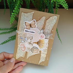Vintage Karte zum Geburtstag, Geburtstagskarte im Shabby Chic Look, liebevolle Handarbeit, ein wunderschönes Unikat