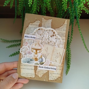 Vintage Karte zum Geburtstag, Geburtstagskarte im Shabby Chic Look, liebevolle Handarbeit, ein wunderschönes Unikat