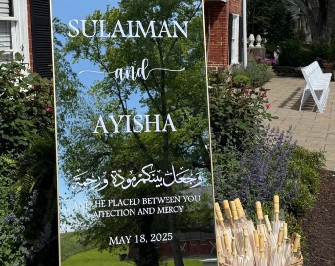 Featured listing image: Custom Wedding Welcome Sign Decal | Modern Minimalist Vinyl Sticker (Mirror/Acrylic)