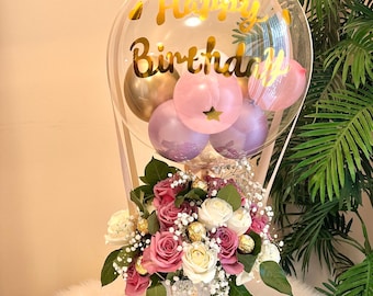 Personalized Bobo Balloon Flower Bouquet: Birthday, Shower, Mother&#39;s Day