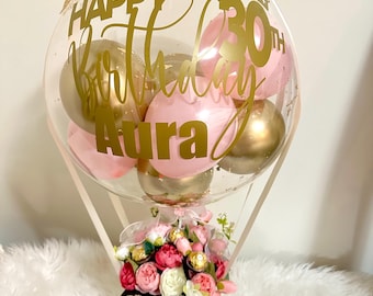 Personalized Bobo Balloon Flower Bouquet: Birthday, Shower, Mother&#39;s Day