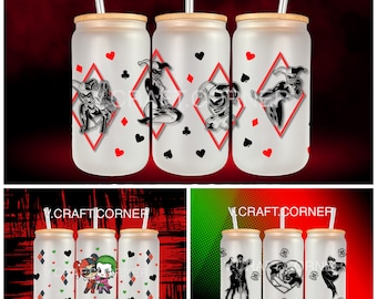 Harley Quinn & Joker Glass Cup