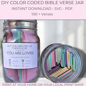 Bible Verse Jar of Emotional Support With Coping Skill On Color Coded Positive Scripture Verses in Faith Based Christian Printable Gift Idea