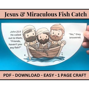 Jesus Gottes Wunder Fischfang Bibel Vers Aktivität im christlichen Kind Homeschool Lesson Plan druckbares DIY Handwerk in der Vorschul-Sonntagsschule