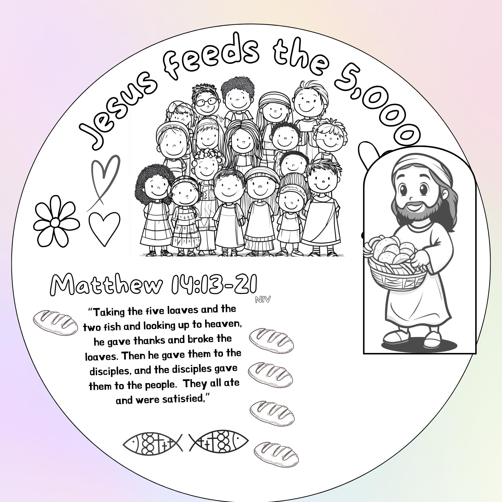 Jesus Feeds 5000 Craft: 3D Coloring Page (digital Download) - Etsy