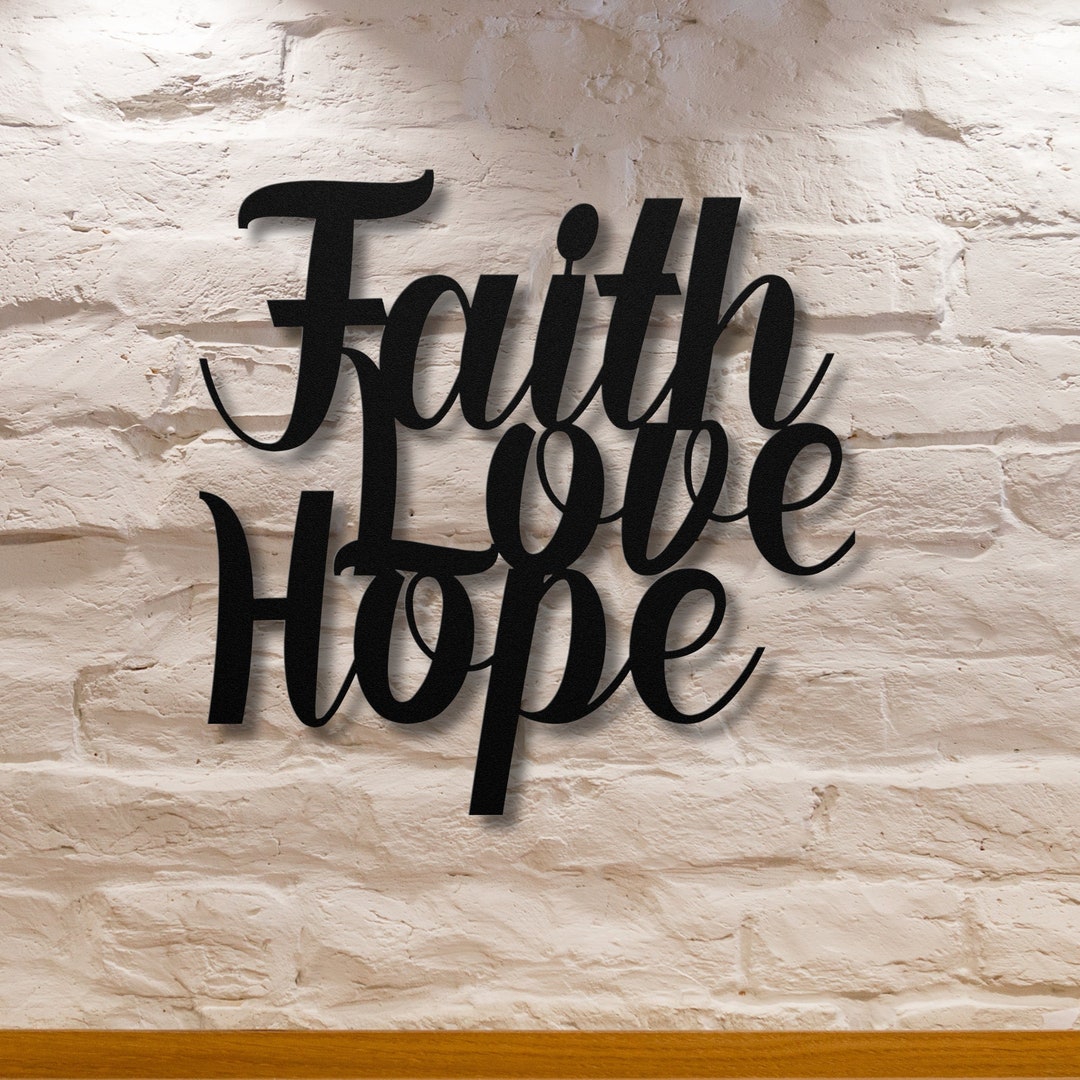 Faith Love Hope Metal Wall Decor Sign Livingroom Etsy