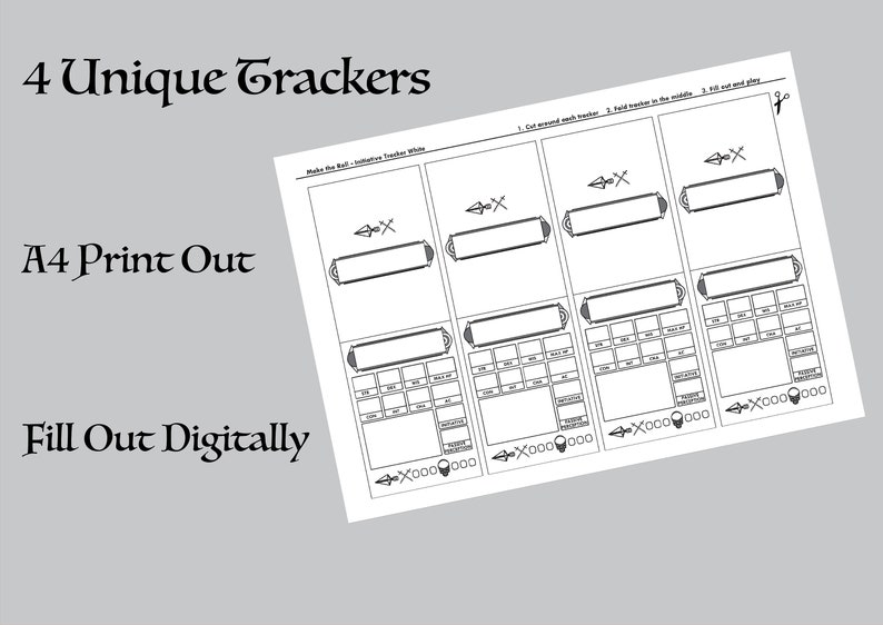 D&amp;D Initiative Tracker - Black and White Printer-friendly - Etsy