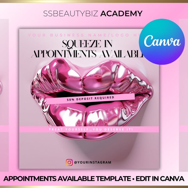 Appointment Flyer template, DIY Makeup Appointment Booking Template, Limited Availability, Lashes Tech MUA Nail, Editable Canva, Makeup