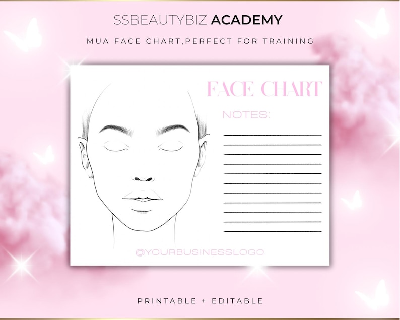 Editable Makeup Artist Face Chart Canva Template (digital Download) - Etsy