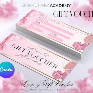 Luxury Pink Gift Voucher Template, Canva EditableTemplate, DIY Lash Tech, MUA, Nail Tech, Gift Voucher, Makeup Artist, Editable Template