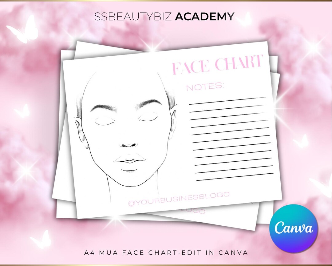 Editable Makeup Artist Face Chart Canva Template (digital Download) - Etsy