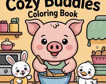 Cozy Buddies: Coloring Book for Adults and Teens Featuring Cute Animal Characters in Comfy Hygge Moments for Relaxation and Stress Relief