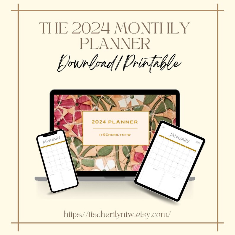 2024 Digital Planner Monthly Planner Notes Reminders Etsy