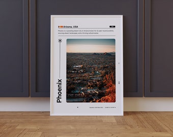Phoenix Arizona Travel Poster, Modern US City Photography (Digital Download)
