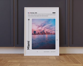 Miami Travel Poster, Minimalist City Skyline Art (Digital Download)
