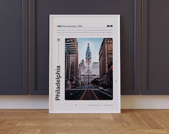 Philadelphia Travel Poster, Minimalist City Photography (Digital Download)