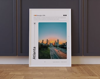 Atlanta Georgia Skyline Print, Minimalist Travel Poster (Digital Download)