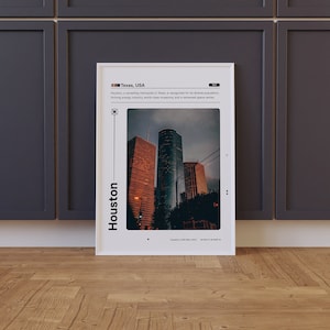 Houston Travel Poster, Houston Prints, Wall Art, Printable Decor, H-Town, Texas Posters, Photography, US Cities, Modern, Digital Download