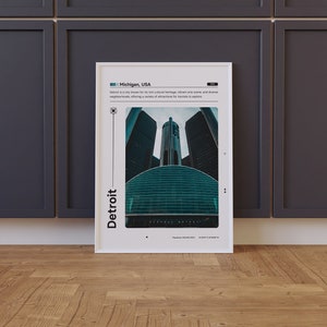 Detroit Reise Poster, DET Drucke, Wandkunst, druckbares Dekor, DET Poster, Fotografie, US Städte, minimalistisch, digitaler Download