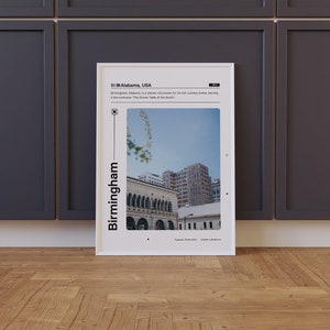 Birmingham Reise Poster, BHM Drucke, Wandkunst, druckbare Dekoration, BHM Poster, Alabama, Fotografie, US Städte, minimalistisch, digitaler Download