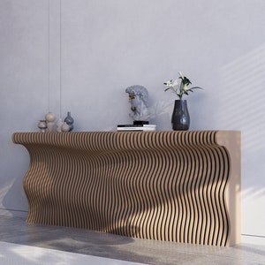 Mesa de consola paramétrica, consola de entrada de madera ondulada, mesa de sofá de madera de muebles modernos, archivos digitales cortados CNC para máquinas de corte