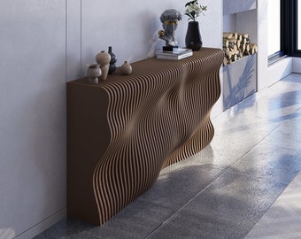 Parametric Console Table, Wavy Wooden Entryway Console, Modern Furniture Wooden Sofa Table, CNC Cut Digital Files for Cutting Machines