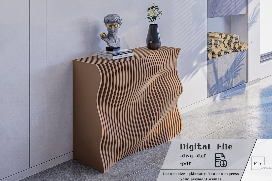 Parametric Console Table, Wavy Wooden Entryway Console, Modern ...