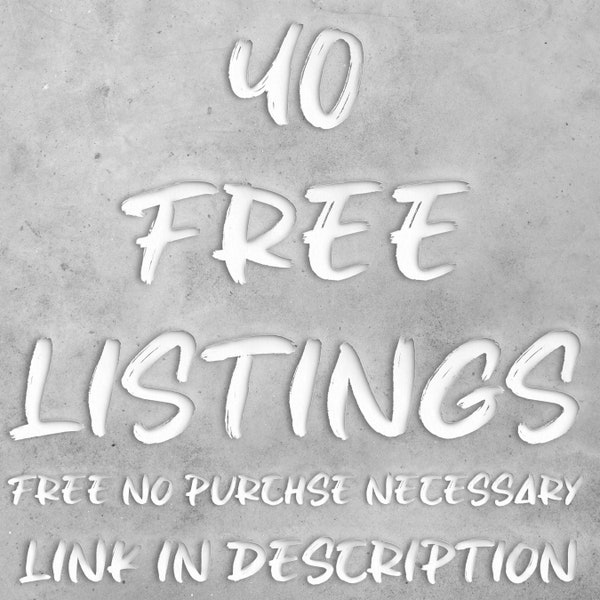 Etsy Free Listings 40 Produkt kostenlos 40 Listing Credit Holen Sie sich einen kostenlosen Listing-Link, um den Etsy Store zu öffnen Kein Kauf erforderlich