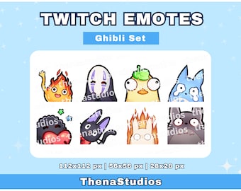 Lindos gestos inspirados en Ghibli para Twitch, Discord, Youtube / Spirited Away, Totoro, Howl's Moving Castle, Kiki