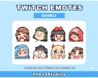 Gestos inspirados en Ghibli para Twitch, Discord, Youtube / Spirited Away, Howl's Moving Castle, Mononoke Hime, Kiki,