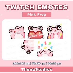 Kawaii Pink Frog Emotes for Twitch, Discord, YouTube | Pink Frog, Toad, Cute, Streaming | Twitch Assets