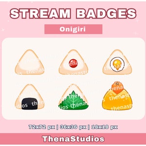 Kawaii Onigiri Rice Ball Sub/Bit Badges - Twitch