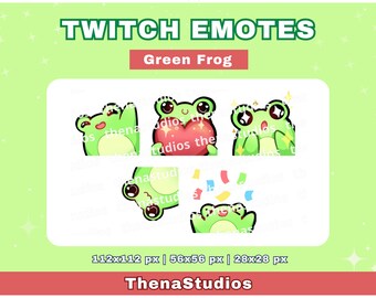 Kawaii Frog Emotes for Twitch, Discord, YouTube | Green Frog, Cute Toad, Streaming | Twitch Assets