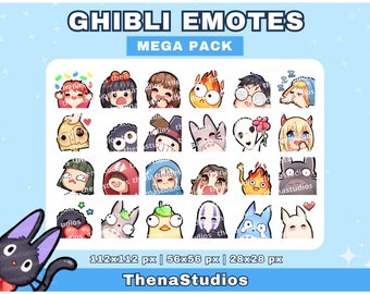 25 gestos inspirados en Ghibli para Twitch, Discord, Youtube / Spirited Away, Howl's Moving Castle, Princess Mononoke, Kiki, Totoro