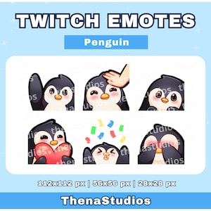 Cute Penguin Emote Set for Streamers | Kawaii Animal, Twitch, Youtube, Discord | Twitch Assets |