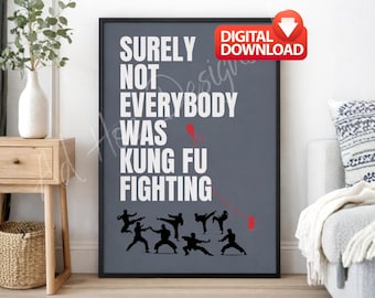 Martial Arts Wall Art Print | Kung Fu Silhouette Poster | Fighter Silhouette | Digital Download