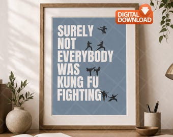 Kung Fu Print | Martial Arts Silhouettes, Bold Typography (Digital Download)