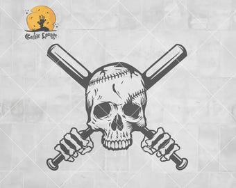 Baseball Skull SVG: Skeleton Clipart, Sports Printable (Digital Download)