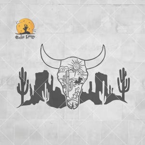 Desert Cow Skull SVG: Hunting Clipart, Cut File (Digital Download