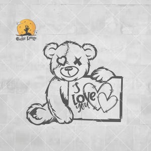 I Love You Teddy | Teddy Bear svg | Teddy Bear Love | Teddy Bear Vector | Teddy Bear with Heart | Cute Teddy Bear | Bear Cut File | Bear Hug