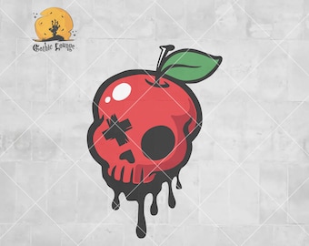 Calavera de manzana SVG / Gráfico de Halloween venenoso (Descarga digital)