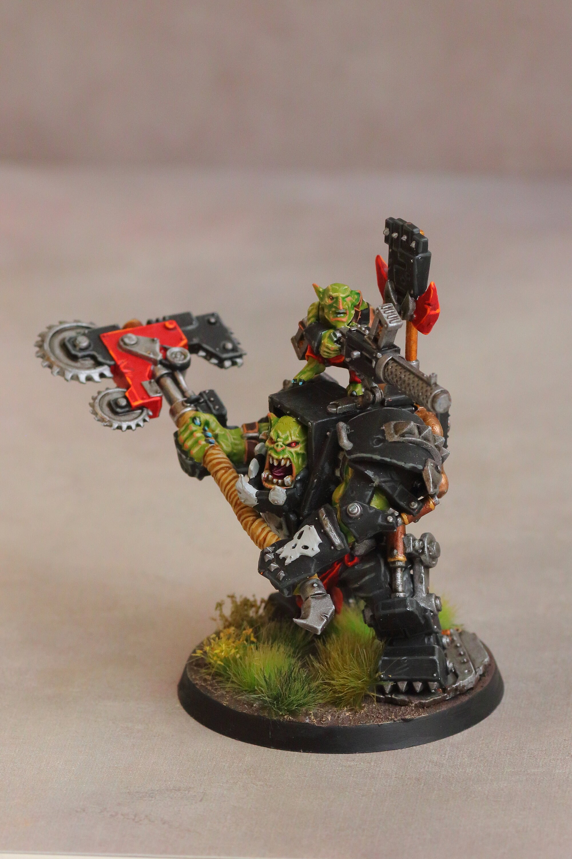 Warhammer 40K Ork Warboss in Mega Armour Painted. Assembled and Painted. Ready for Battle Etsy