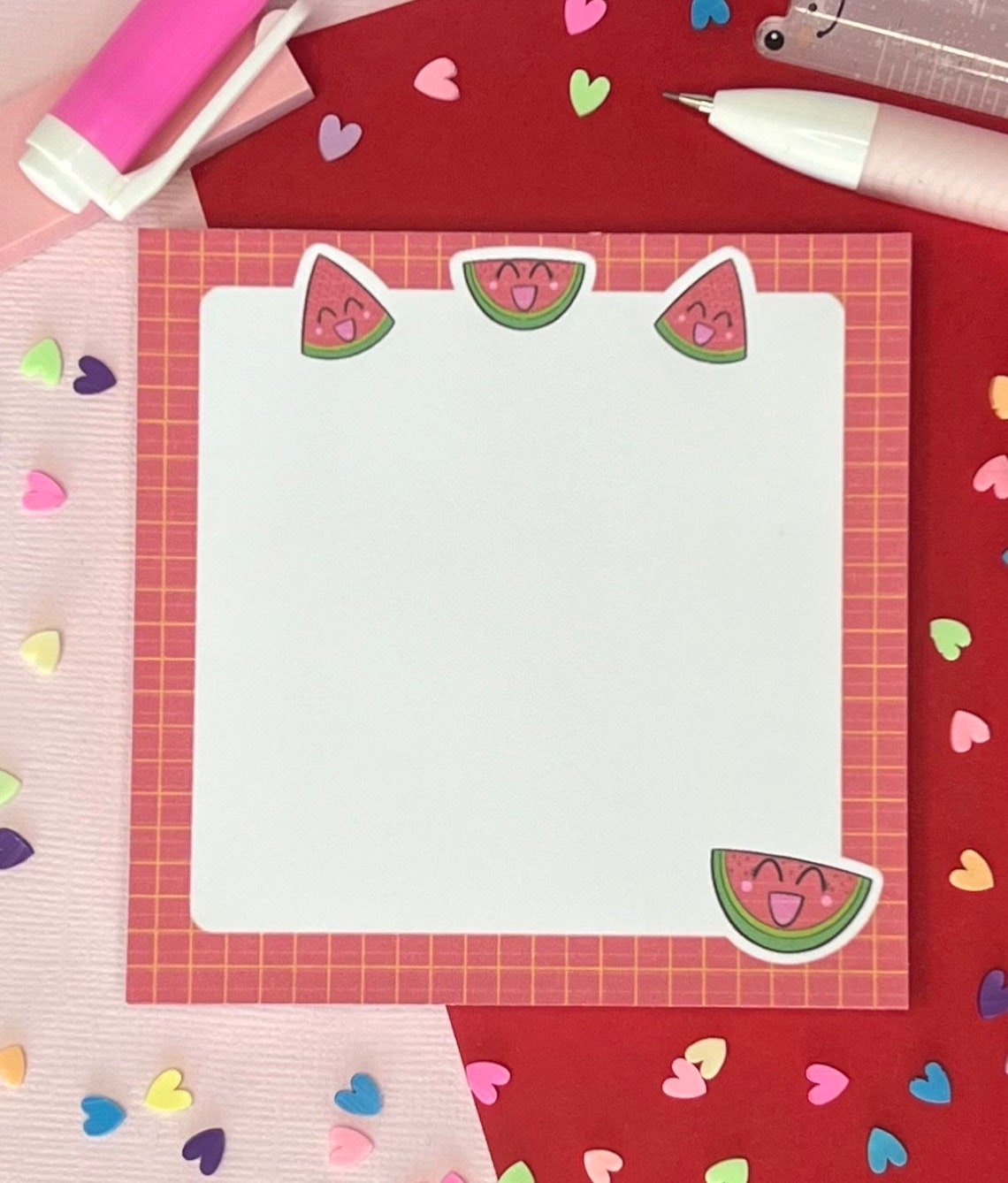 Watermelon Memopad. Cute Desk Memopad. Cute Stationary. Notes. Handmade ...