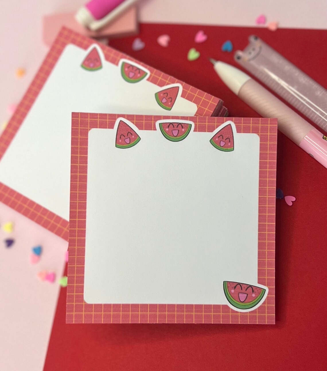 Watermelon Memopad. Cute Desk Memopad. Cute Stationary. Notes. Handmade ...