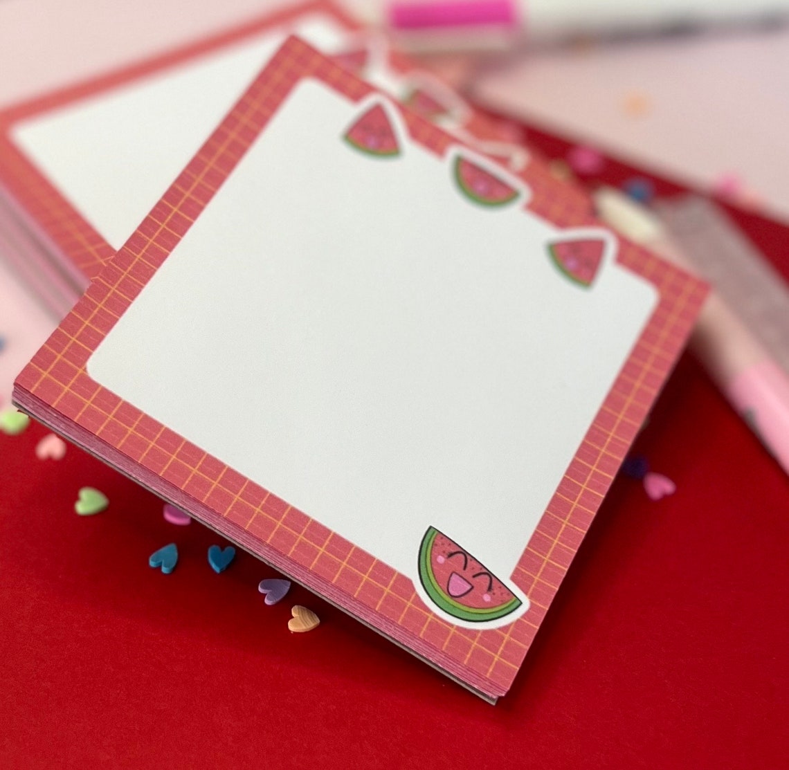 Watermelon Memopad. Cute Desk Memopad. Cute Stationary. Notes. Handmade ...